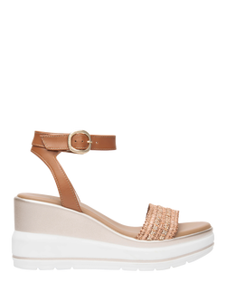 NeroGiardini Ussita Wedge Heel Sandals, Brown, Brown