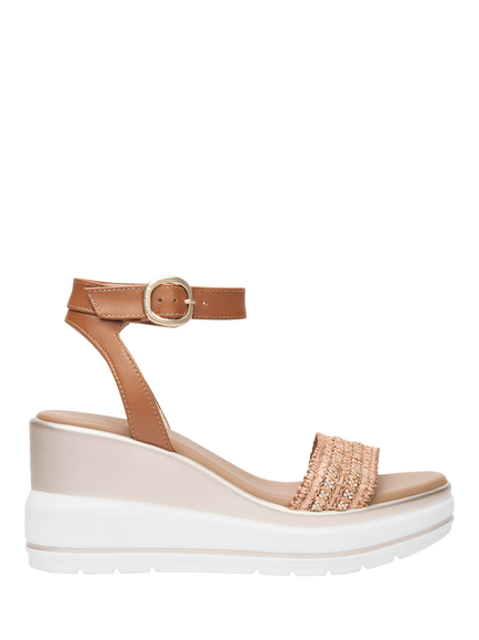 NeroGiardini Ussita Wedge Heel Sandals, Brown, Brown
