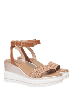 NeroGiardini Ussita Wedge Heel Sandals, Brown - view 2, Brown