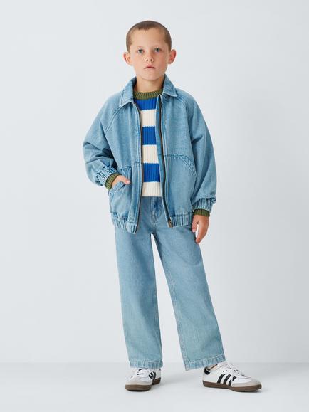 John Lewis Kids' Zip Through Denim Jacket, Denim Blue - view 2, Denim Blue