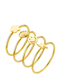 Orelia Eclectic Charm Ring Stacking Set, Pack of 4, Pale Gold, Pale Gold