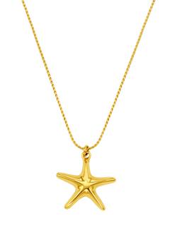Orelia Waterproof LUXE Starfish Charm Necklace, Pale Gold, Pale Gold