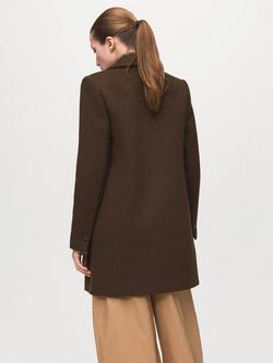 Mango Double Breasted Wool Blend Coat, Chocolate - view 2, Chocolate