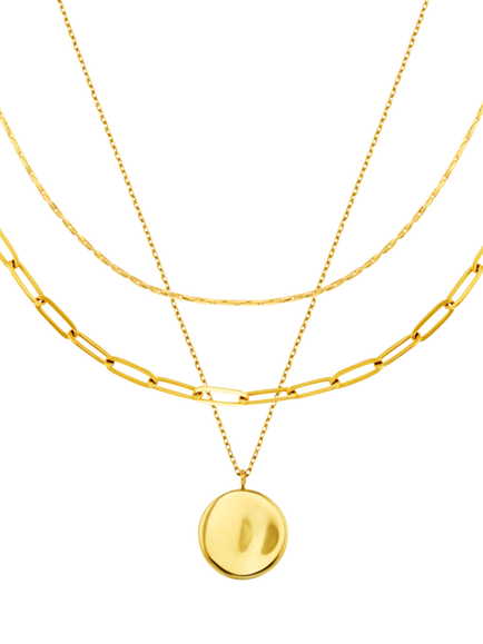 Orelia Waterproof LUXE Coin Multi-Row Chain Necklace, Pale Gold, Pale Gold