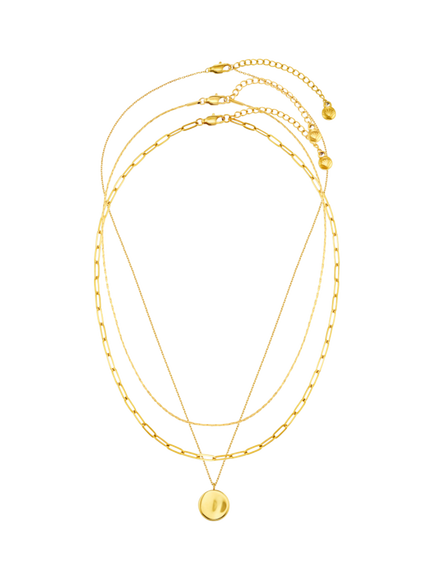 Orelia Waterproof LUXE Coin Multi-Row Chain Necklace, Pale Gold - view 2, Pale Gold