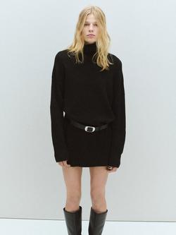 Mango Roll Neck Jumper Mini Dress, Black