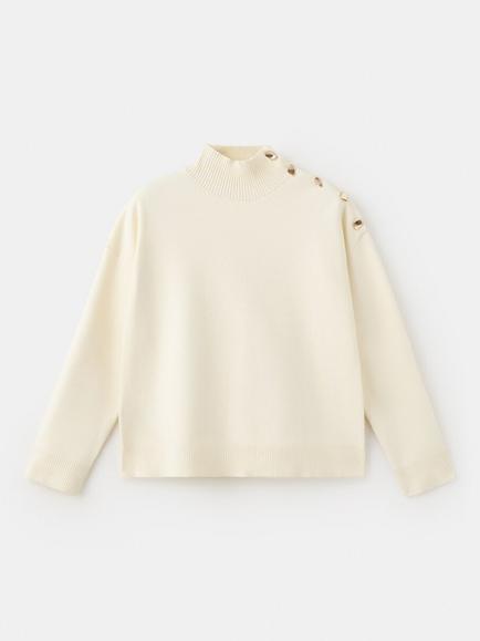 Mango Funnel Neck Button Shoulder Jumper, Raw, Raw