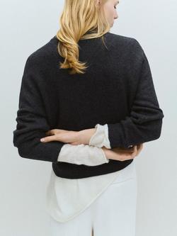 Mango Sculpted Crew Neck Jumper - view 2, Anthracite