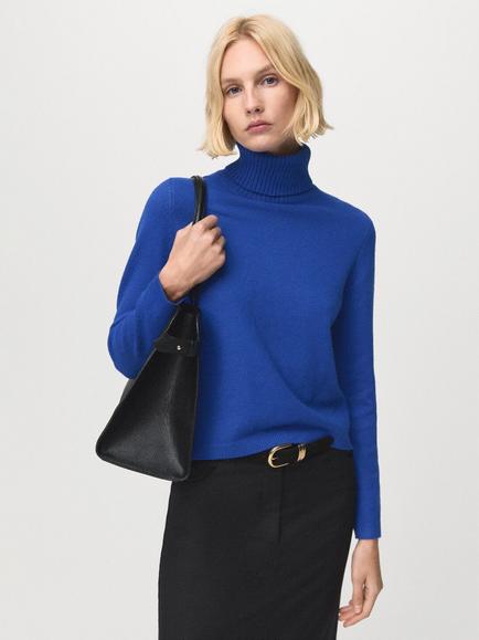 Mango Turtleneck Long Sleeve Jumper, Electric Blue