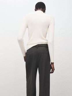 Mango High Neck Ribbed Jumper - view 2, Raw