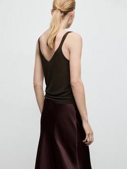 Mango V-Neck Cropped Knit Vest Top, Chocolate - view 2, Chocolate