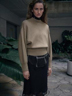 Mango High Neck Oversized Jumper, Stone, Stone