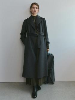 Mango Belted Wrap Wool Blend Coat, Grey, Grey