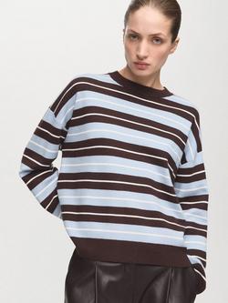 Mango Rayas Oversized Stripe Jumper, Chocolate, Chocolate