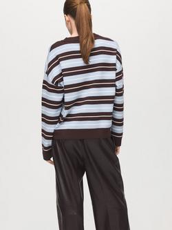 Mango Rayas Oversized Stripe Jumper, Chocolate - view 2, Chocolate
