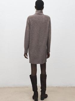Mango Roll Neck Jumper Mini Dress, Taupe - view 2, Taupe