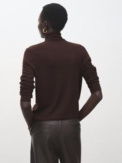 Mango Turtleneck Slim Fit Jumper - view 2, Chocolate