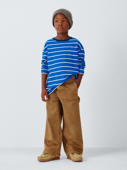 John Lewis Kids' Breton Striped Long Sleeve Top, Skydiver - view 2, Skydiver
