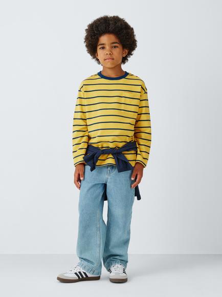 John Lewis Kids' Breton Striped Long Sleeve Top, Misted Yellow - view 2, Misted Yellow