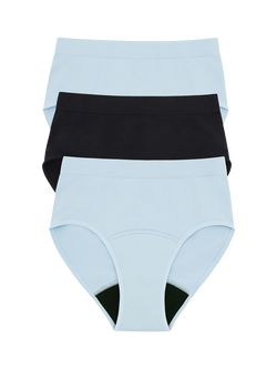 Love Luna Side Seamfree Period Full Briefs, Pack of 3, Blue Mix, Blue Mix
