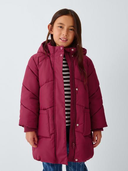 John Lewis Kids' Shower Resistant Padded Coat, Berry, Multi