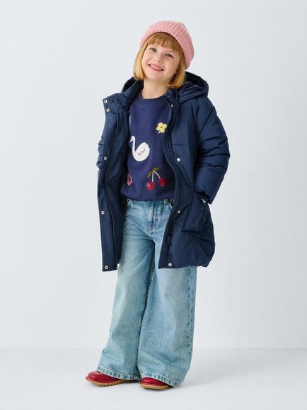 John Lewis Kids' Shower Resistant Padded Coat, Navy - view 2, Multi