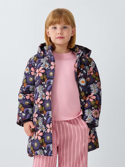 John Lewis Kids' Floral Shower Resistant Padded Coat, Multi, Multi