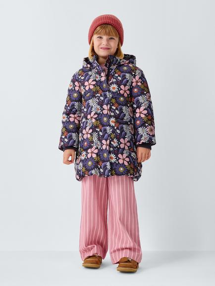 John Lewis Kids' Floral Shower Resistant Padded Coat, Multi - view 2, Multi
