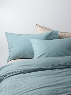 John Lewis Cotton Seersucker Duvet Cover Set, Blue