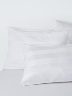 John Lewis Wide Satin Stripe Cotton Percale 400 Thread Count Duvet Cover Set, White - view 2, White