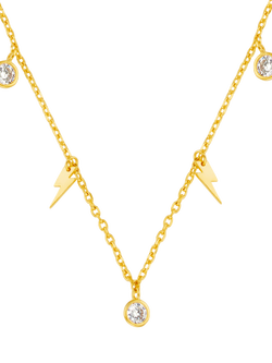 Orelia Crystal & Lightning Multi Charm Station Necklace, Gold, Gold