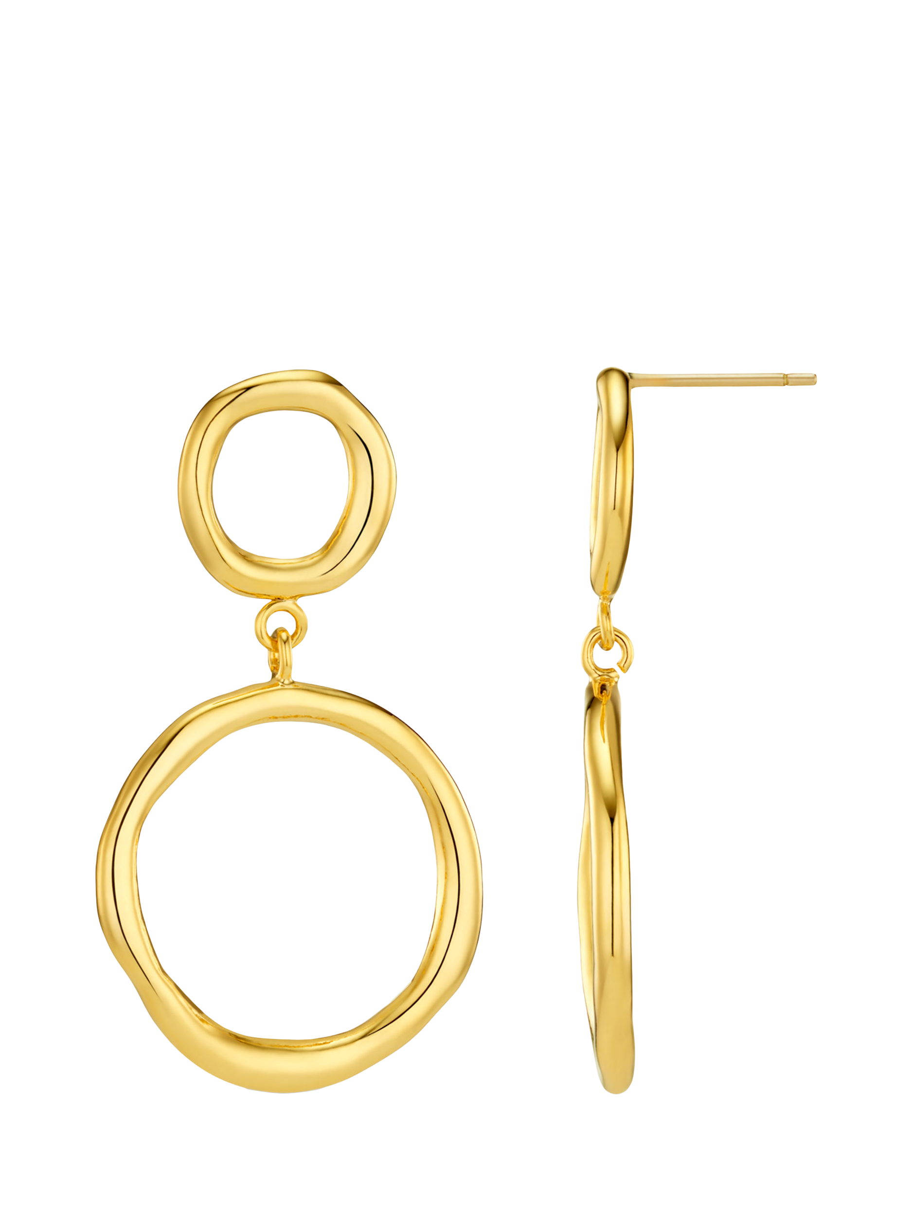 Product image 1 of 2, which shows Orelia Organic Open Circle Drop Earrings, Pale Gold