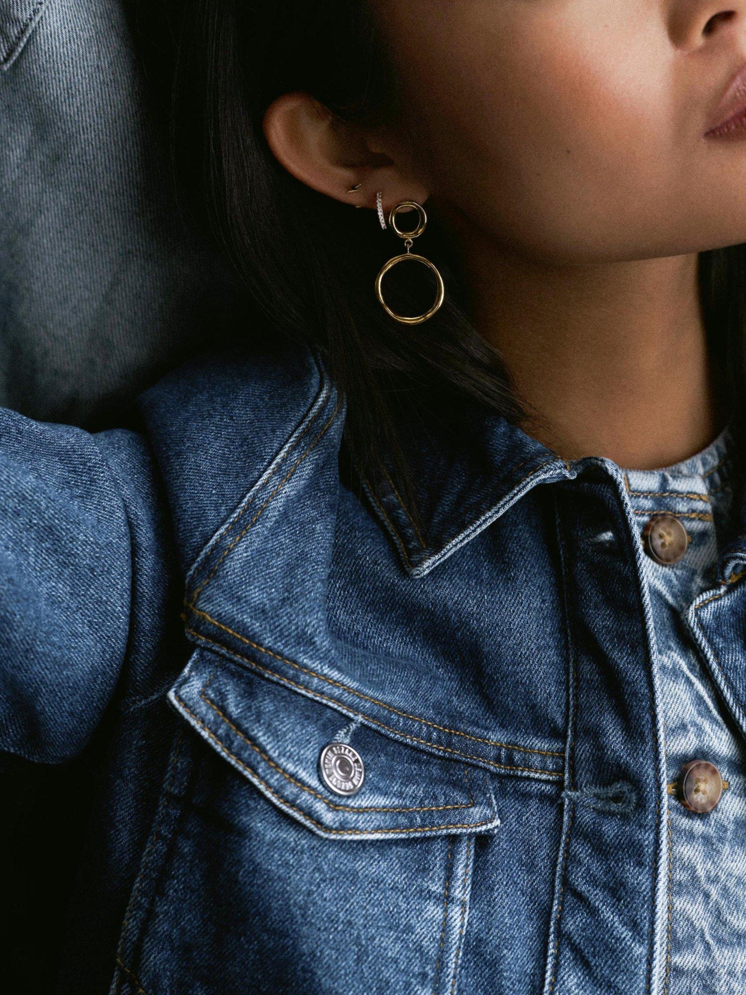 Product image 2 of 2, which shows Orelia Organic Open Circle Drop Earrings, Pale Gold