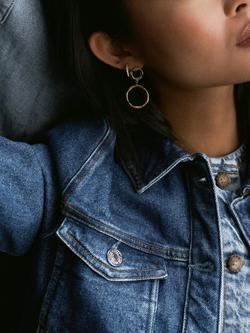 Orelia Organic Open Circle Drop Earrings, Pale Gold - view 2, Pale Gold