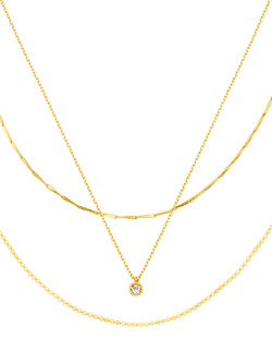 Orelia Fine Crystal Drop Three Row Layered Necklace, Gold, Gold