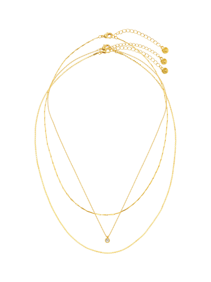 Orelia Fine Crystal Drop Three Row Layered Necklace, Gold - view 2, Gold