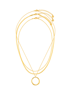Orelia Organic Open Circle Three Row Layered Necklace, Gold - view 2, Pale Gold