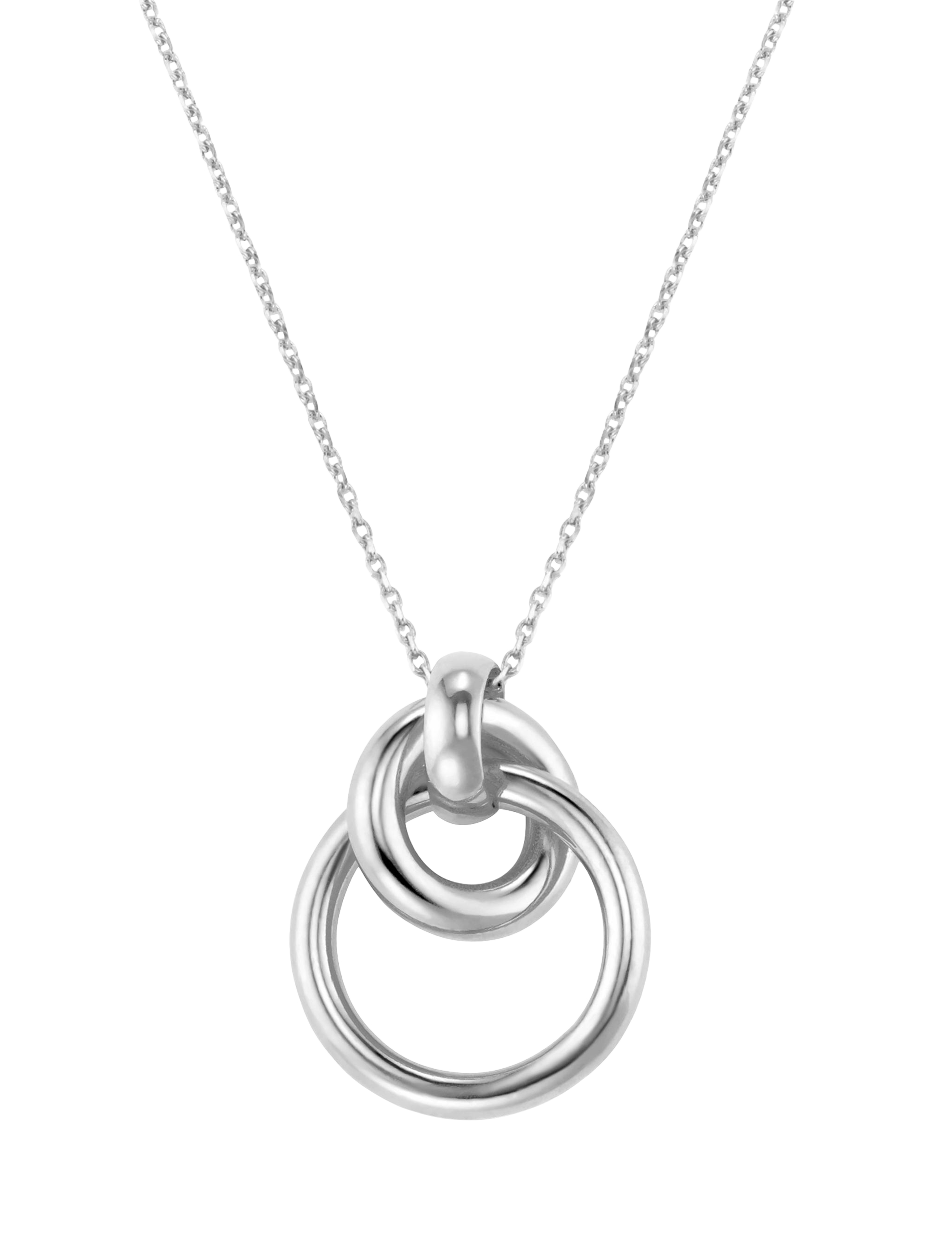 Product image 1 of 2, which shows Orelia Interlocking Open Circle Pendant Necklace, Silver
