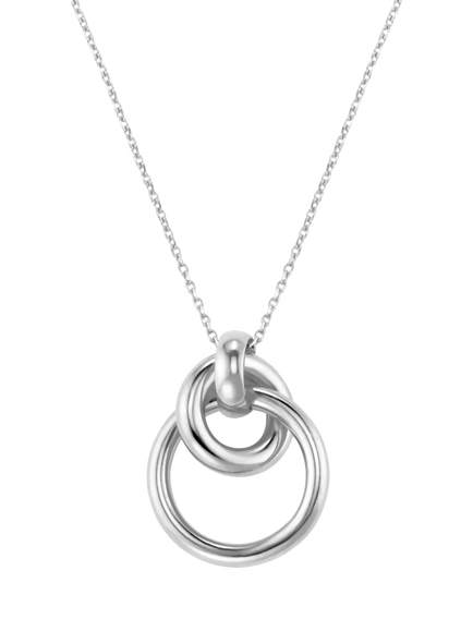 Orelia Interlocking Open Circle Pendant Necklace, Silver, Silver