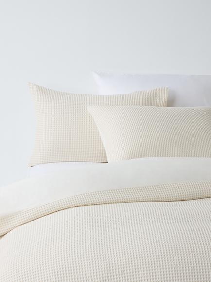 John Lewis Aurelia Pure Cotton Waffle Duvet Cover Set, Natural