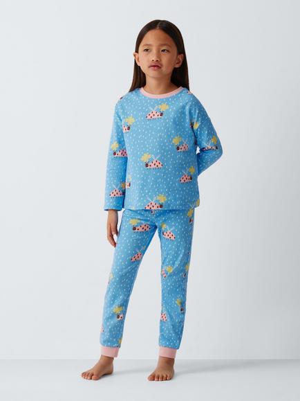 John Lewis Kids' Ladybird Pyjamas, Blue - view 2, Blue