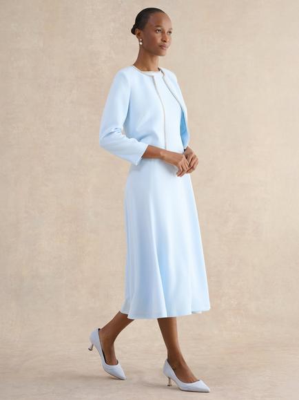 Hobbs Beatrix Embellished Trim Jacket, Pale Blue, Pale Blue