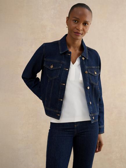 Hobbs Vivienne Denim Jacket, Indigo, Indigo