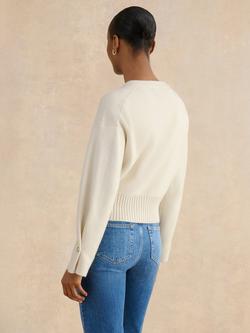 Hobbs Abbott Button Sleeve Cardigan, Ivory - view 2, Ivory