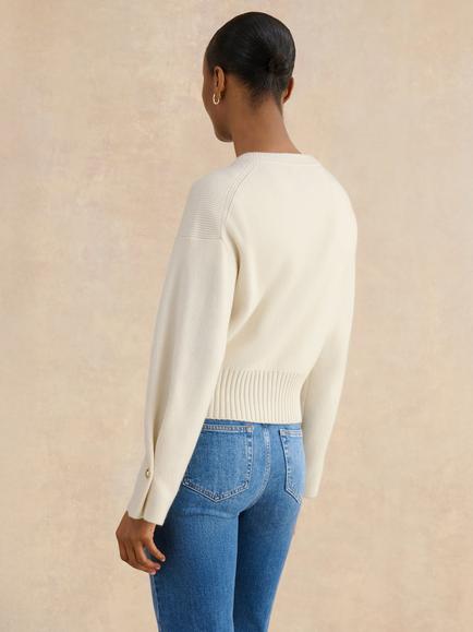 Hobbs Abbott Button Sleeve Cardigan, Ivory - view 2, Ivory