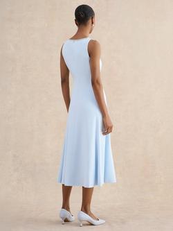 Hobbs Beatrix Embellished Neck Midi Dress, Pale Blue - view 2, Pale Blue