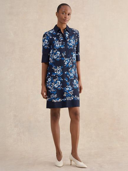 Hobbs Marciella Floral Tunic Dress, Navy/Multi, Navy/Multi