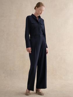 Hobbs Dannie Wide Leg Tailored Trousers, Navy, Navy