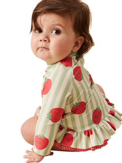 MORI Baby Sunsafe Strawberry & Stripe Print Long Sleeve Swimsuit, Multi - view 2, Multi