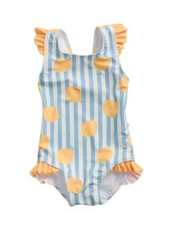 MORI Baby Lemon & Stripe Print Swimsuit, Lemon & Blue Stripe, Lemon & Blue Stripe